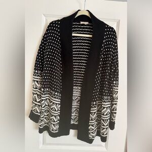 LOFT Black and White Geometric Cardigan